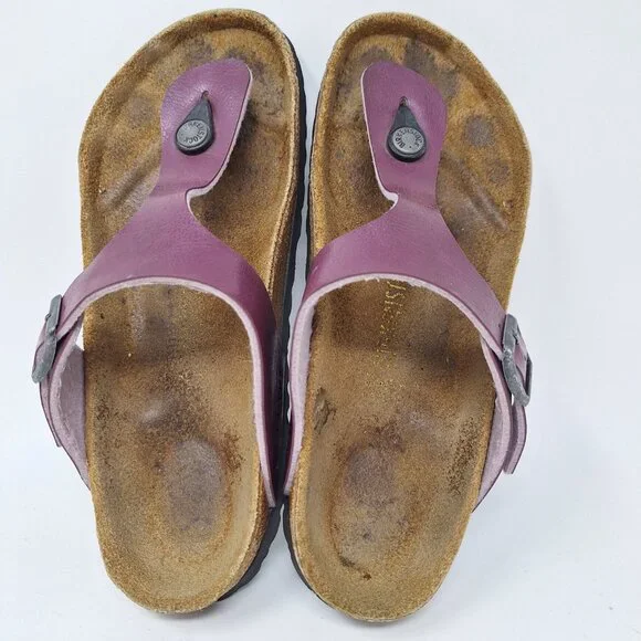 Birkenstock Gize Birko-Flor Shiny Purple Sandals Thong Women's Size 37 - Picture 10 of 11